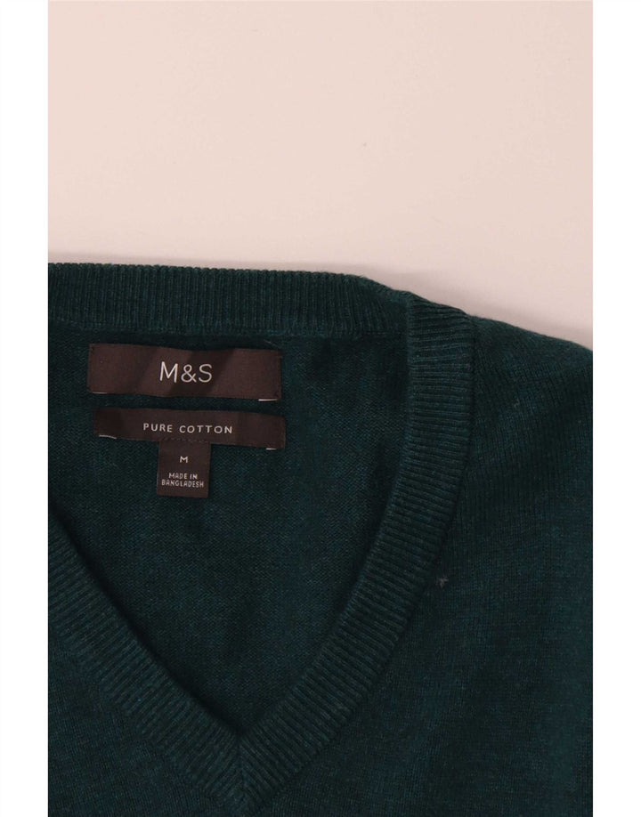 Marks & Spencer Pull Col V Homme Vert Moyen Coton