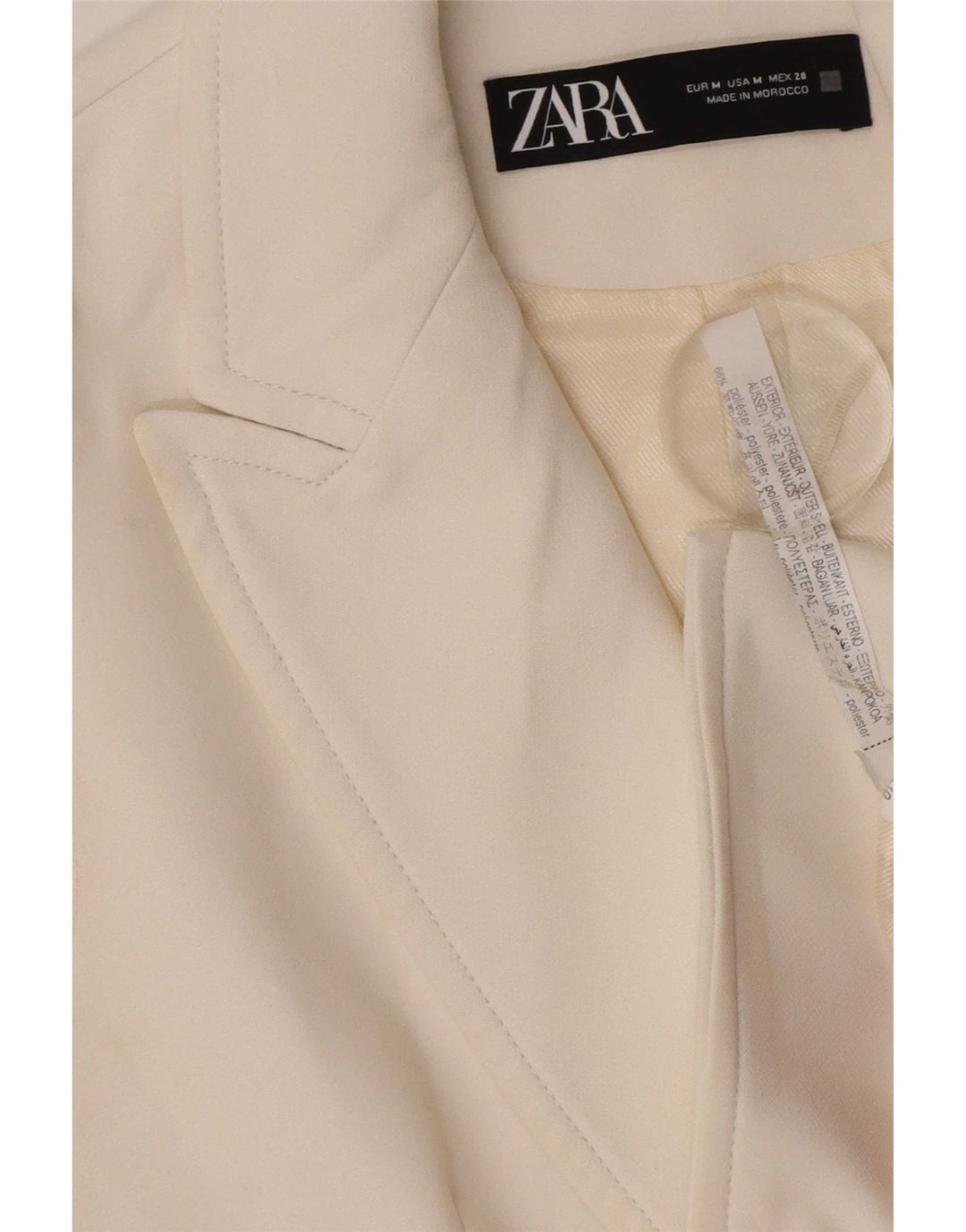 Zara Veste blazer sans manches à double boutonnage pour femme UK 12 Blanc moyen