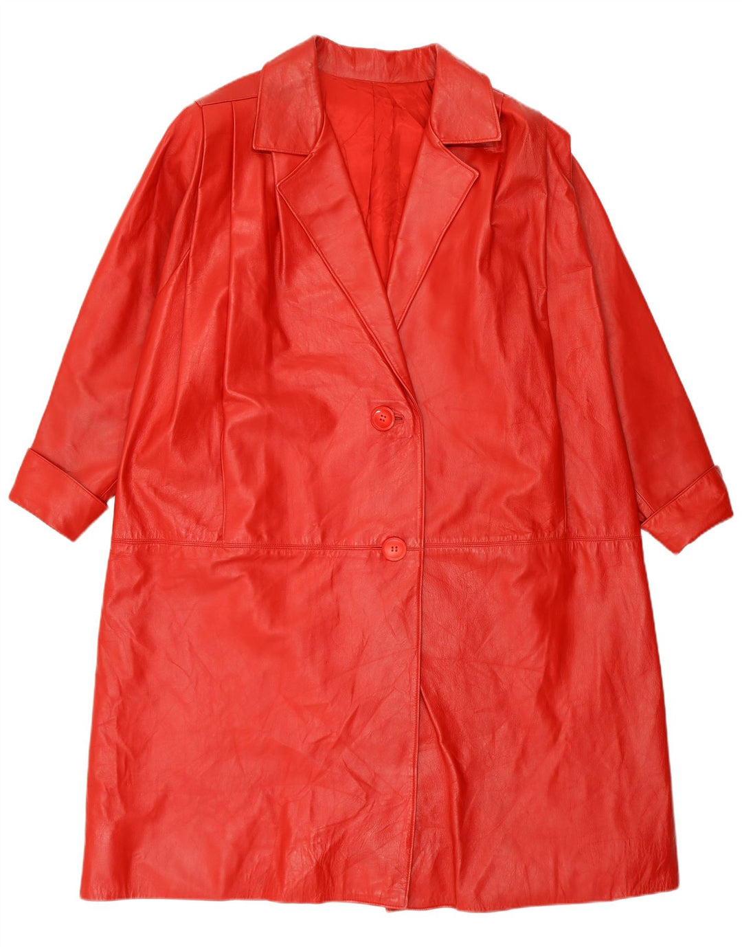 VINTAGE Manteau en cuir femme UK 20 2XL Rouge