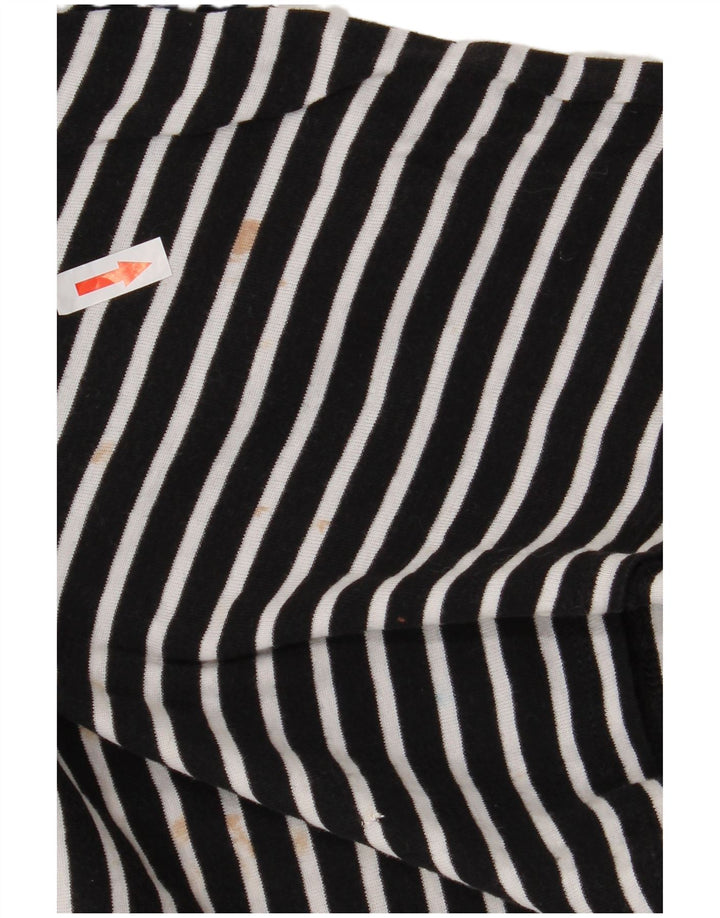 Benetton Haut Femme Manches 3/4 UK 12 Moyen Noir Rayé Nautique