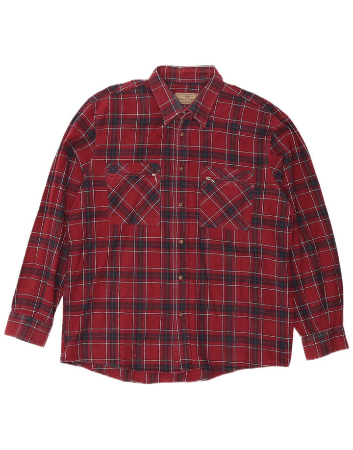 EUROPEAN PROJECT Chemise en flanelle pour homme XL en coton à carreaux bordeaux