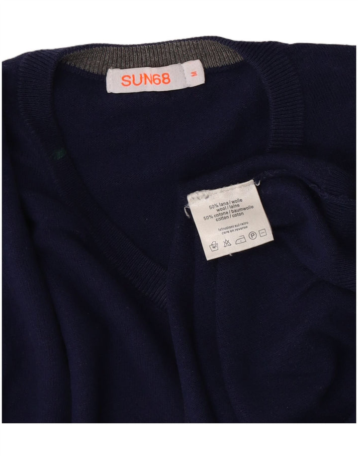 SUN68 Pull col V Homme Laine Bleu Moyen