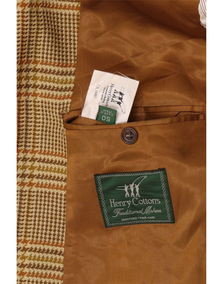Henry Cottons Veste blazer à 2 boutons pour homme, IT 50, grand pied-de-poule marron