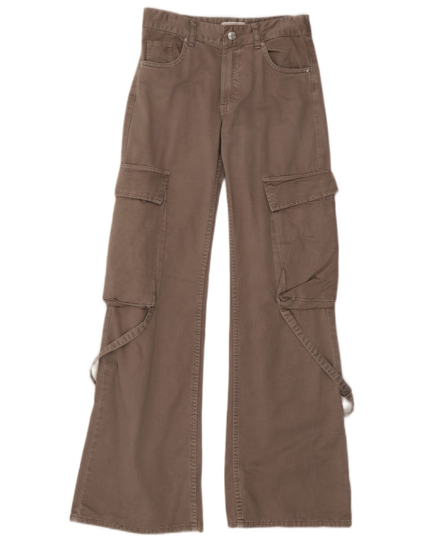 Zara Pantalon cargo large pour femme EU 32 2XS W22 L31 Gris Coton