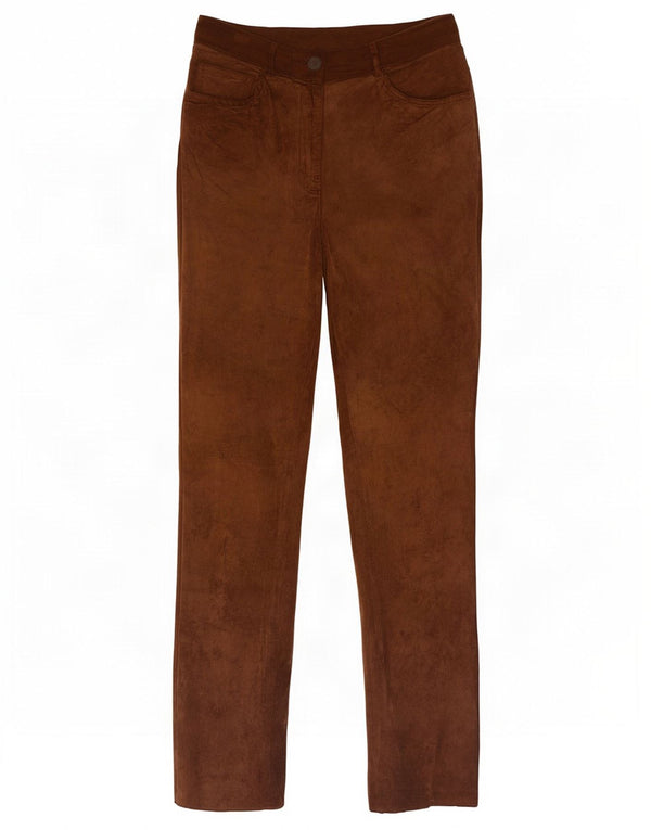 Jones Pantalon Slim en Daim pour Femme EU 36 Petit W26 L28 Cuir Marron