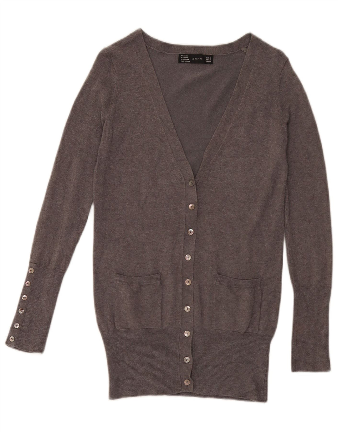 Zara Cardigan Femme Pull UK 10 Petit Gris