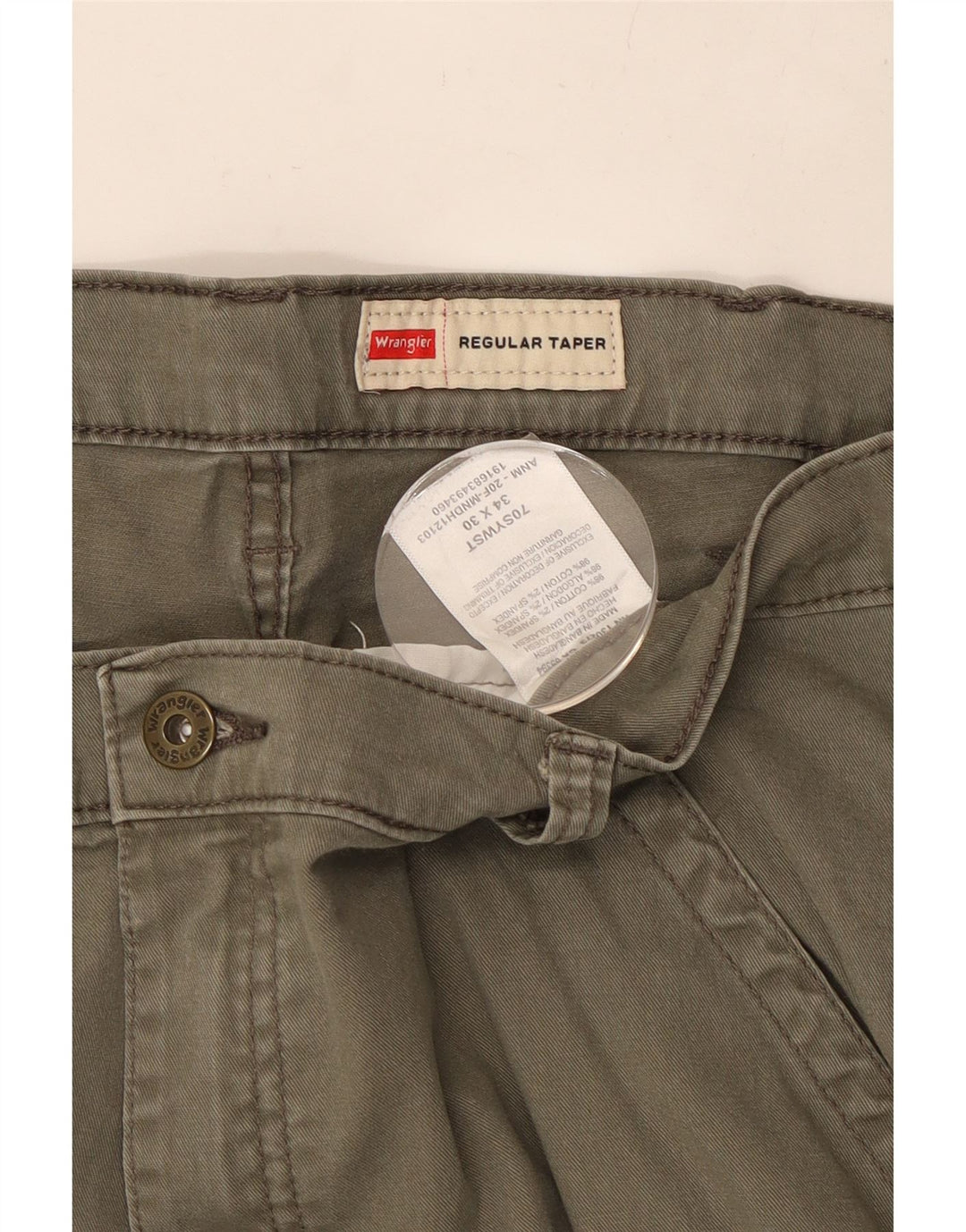 WRANGLER Pantalon cargo fuselé régulier pour homme W34 L30 Coton kaki