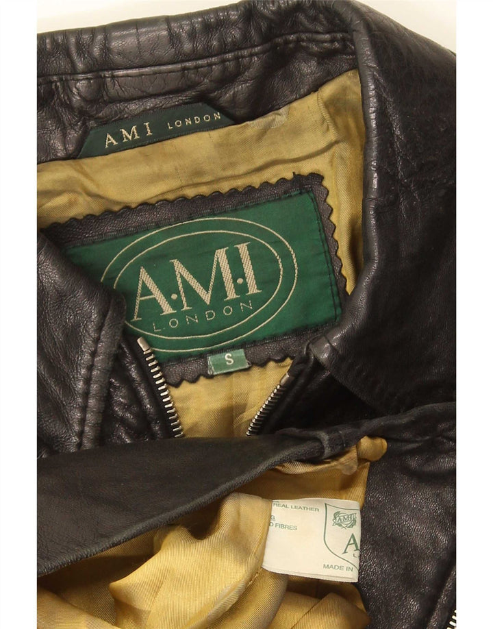 AMI Veste en cuir pour femme UK 10 Small Noir