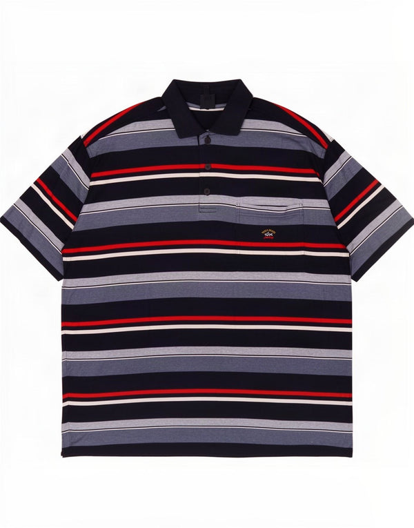 Paul & Shark Mens Polo Shirt 2XL Navy Blue Striped Cotton