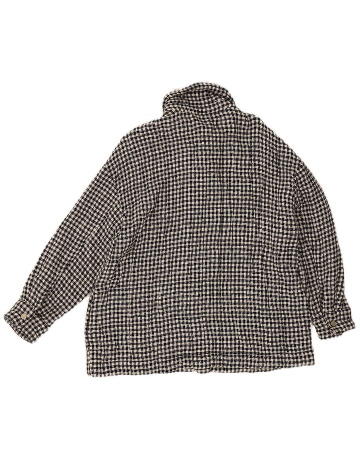 Zara Womens Bomber Jacket UK 14 Moyen Noir Pied-de-Poule Coton