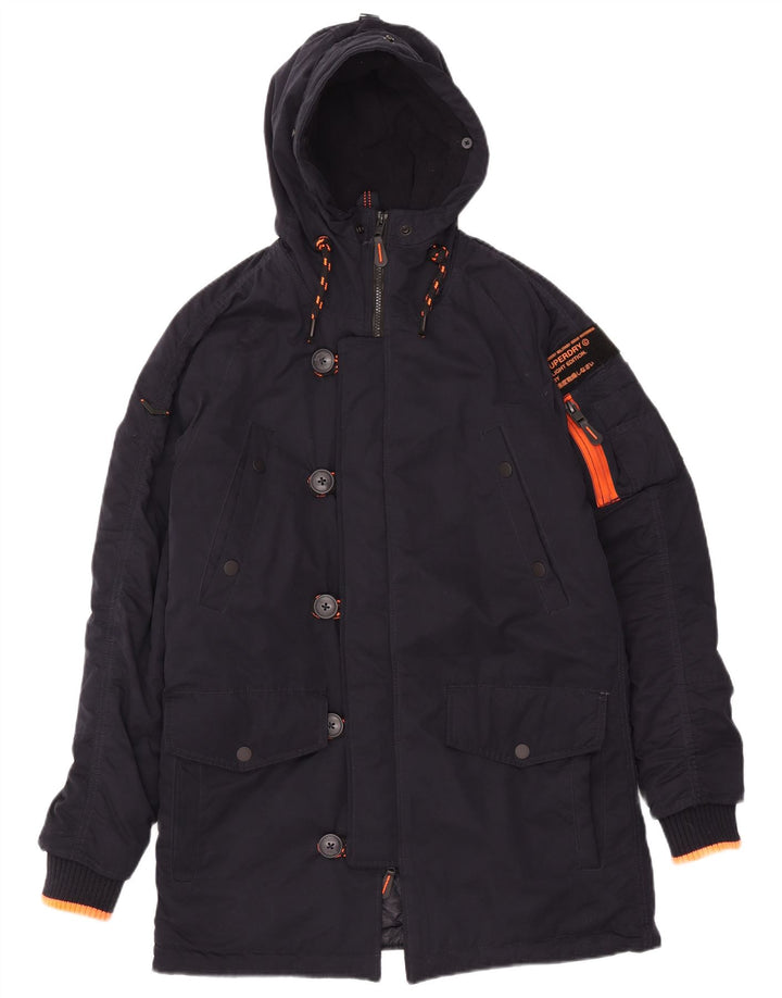 Superdry Parka à capuche pour homme UK 38 Bleu marine moyen Polyester