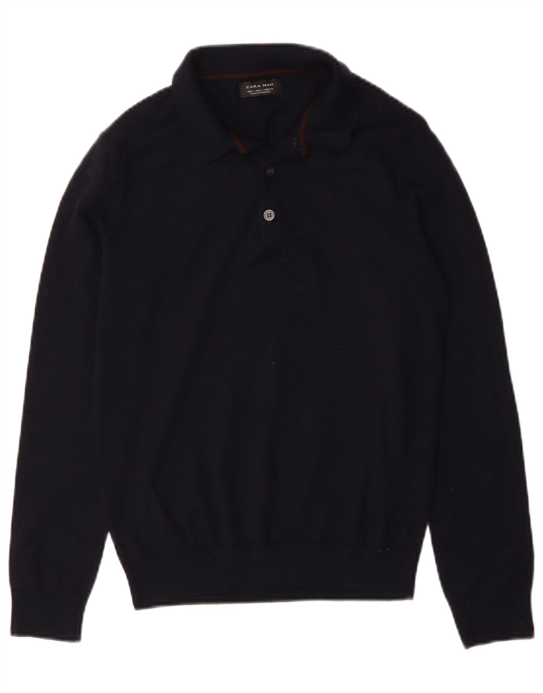 Zara Pull à col polo pour homme Petit Bleu marine