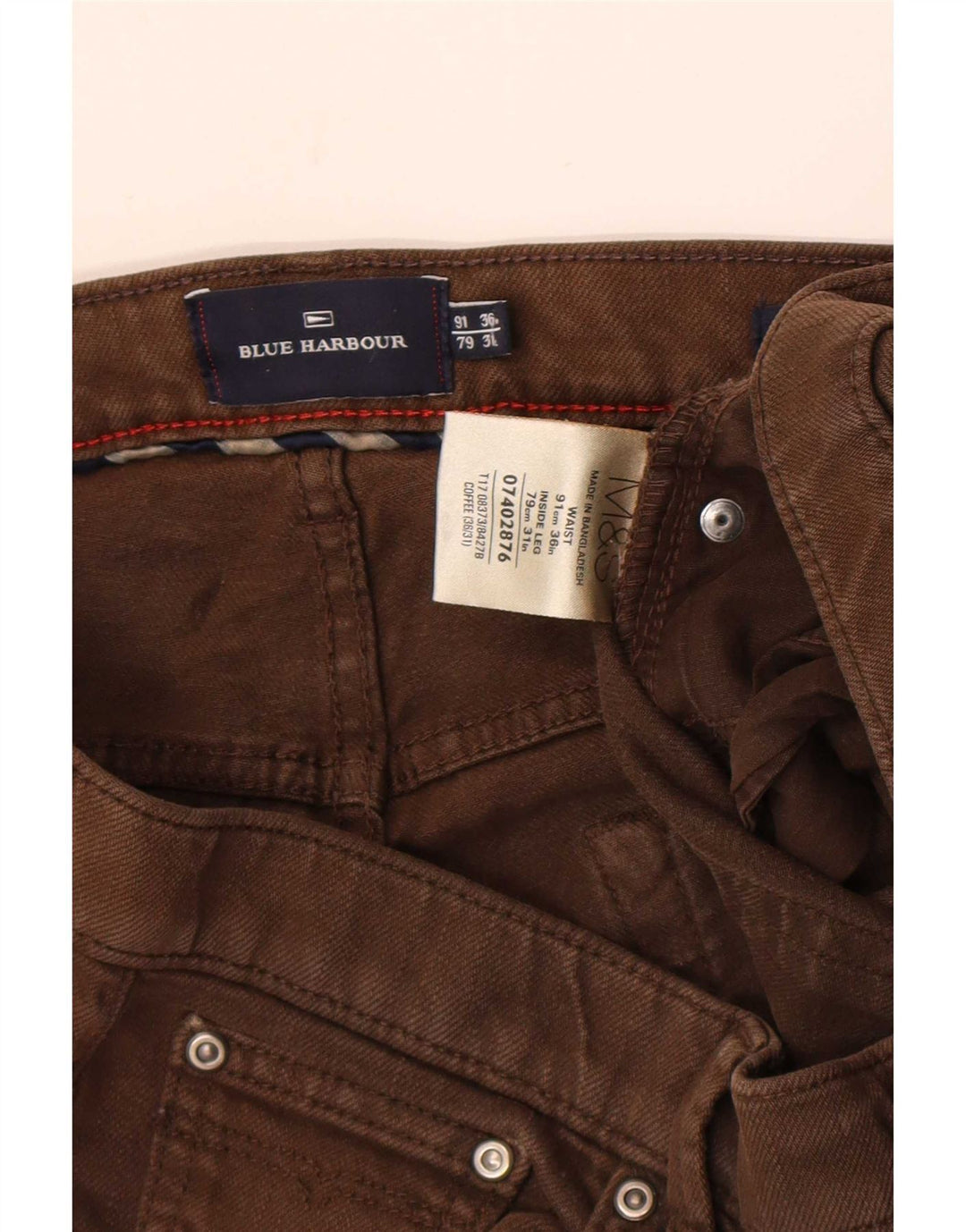 Marks & Spencer Jean droit bleu Harbor femme W36 L31 coton marron