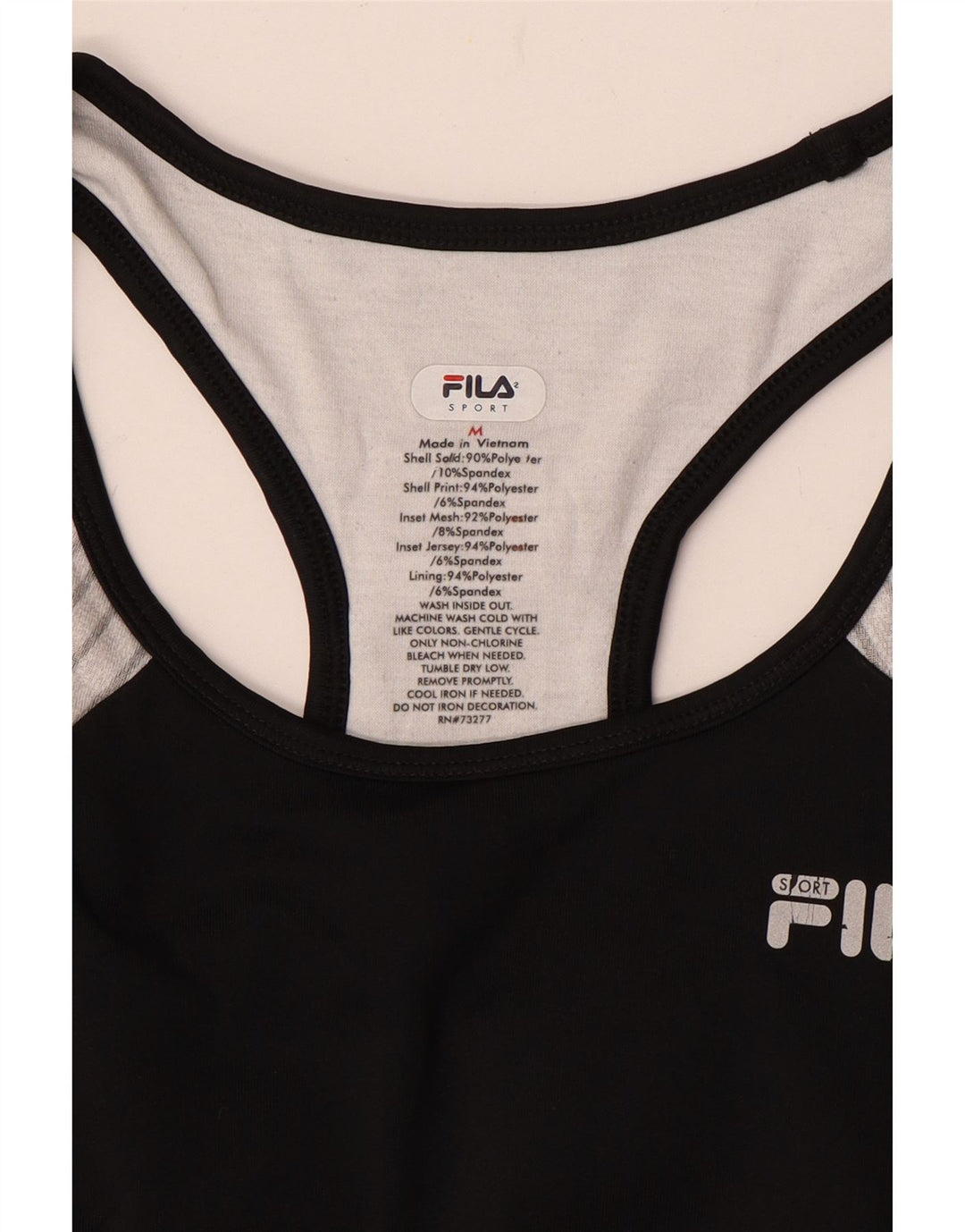 FILA Débardeur Femme UK 12 Medium Noir Colourblock Polyester
