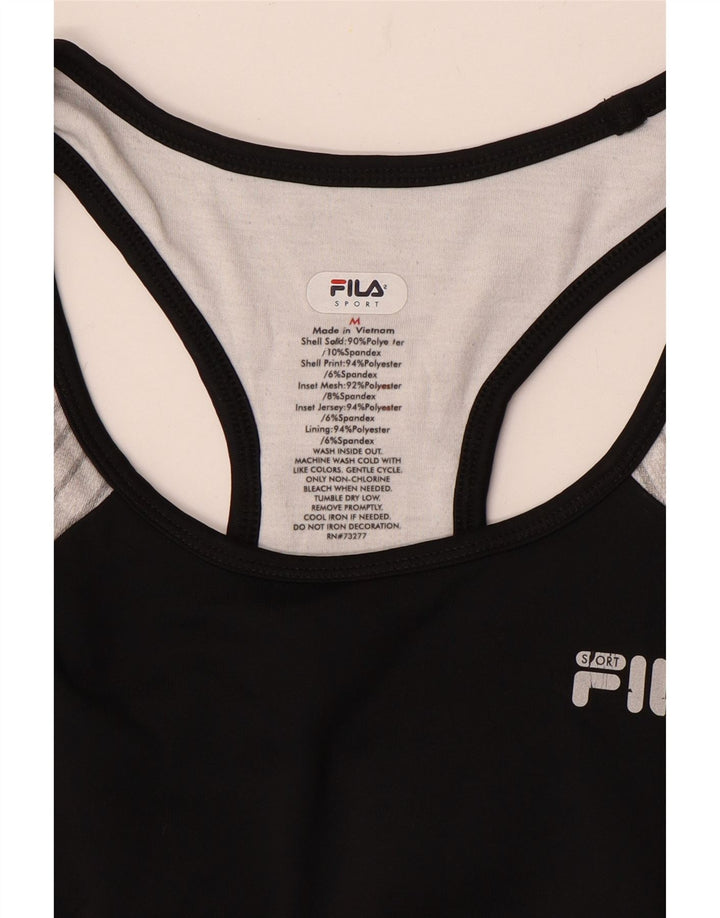 FILA Débardeur Femme UK 12 Medium Noir Colourblock Polyester