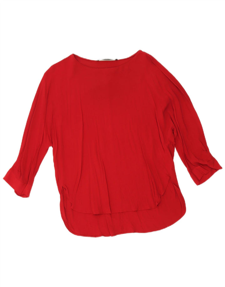 Zara Chemisier surdimensionné à manches 3/4 pour femme UK 10 Petite viscose rouge