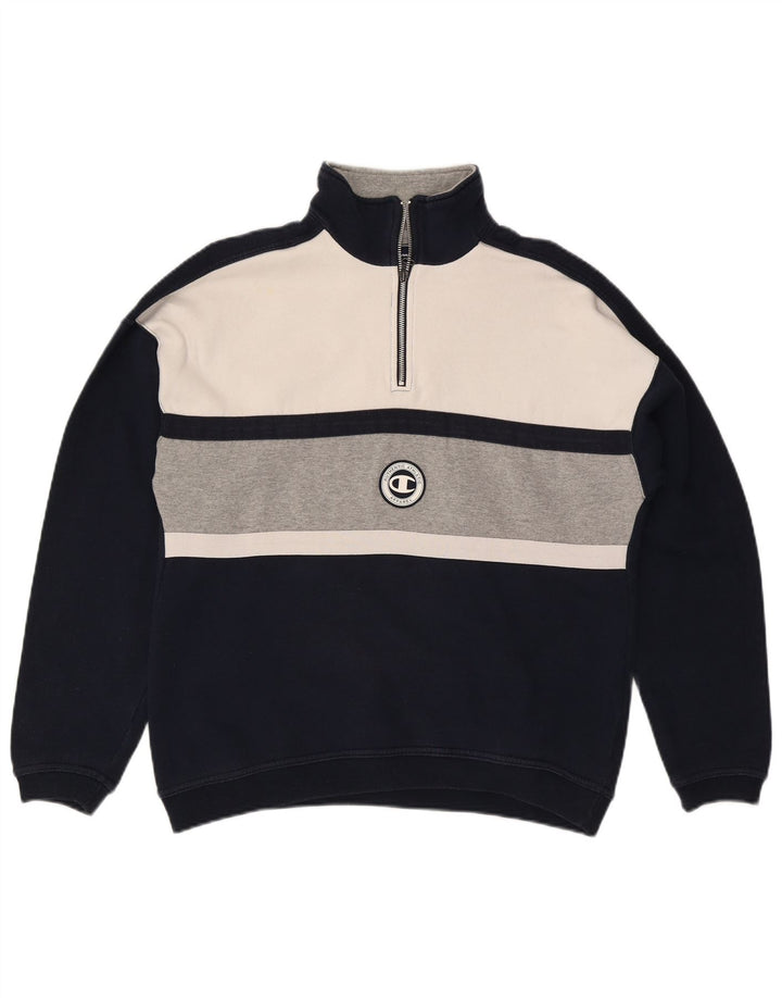 CHAMPION Sweat-Shirt Col Zippé Homme Bleu Marine Moyen Colourblock