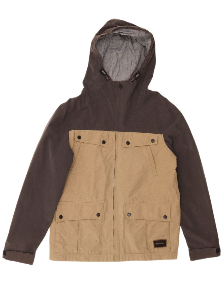 QUIKSILVER Veste utilitaire à capuche pour homme UK 36 Petit coton color block beige