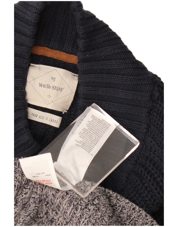 WHITE STUFF Pull à col boutonné pour femme UK 16 Large Gris Colorblock