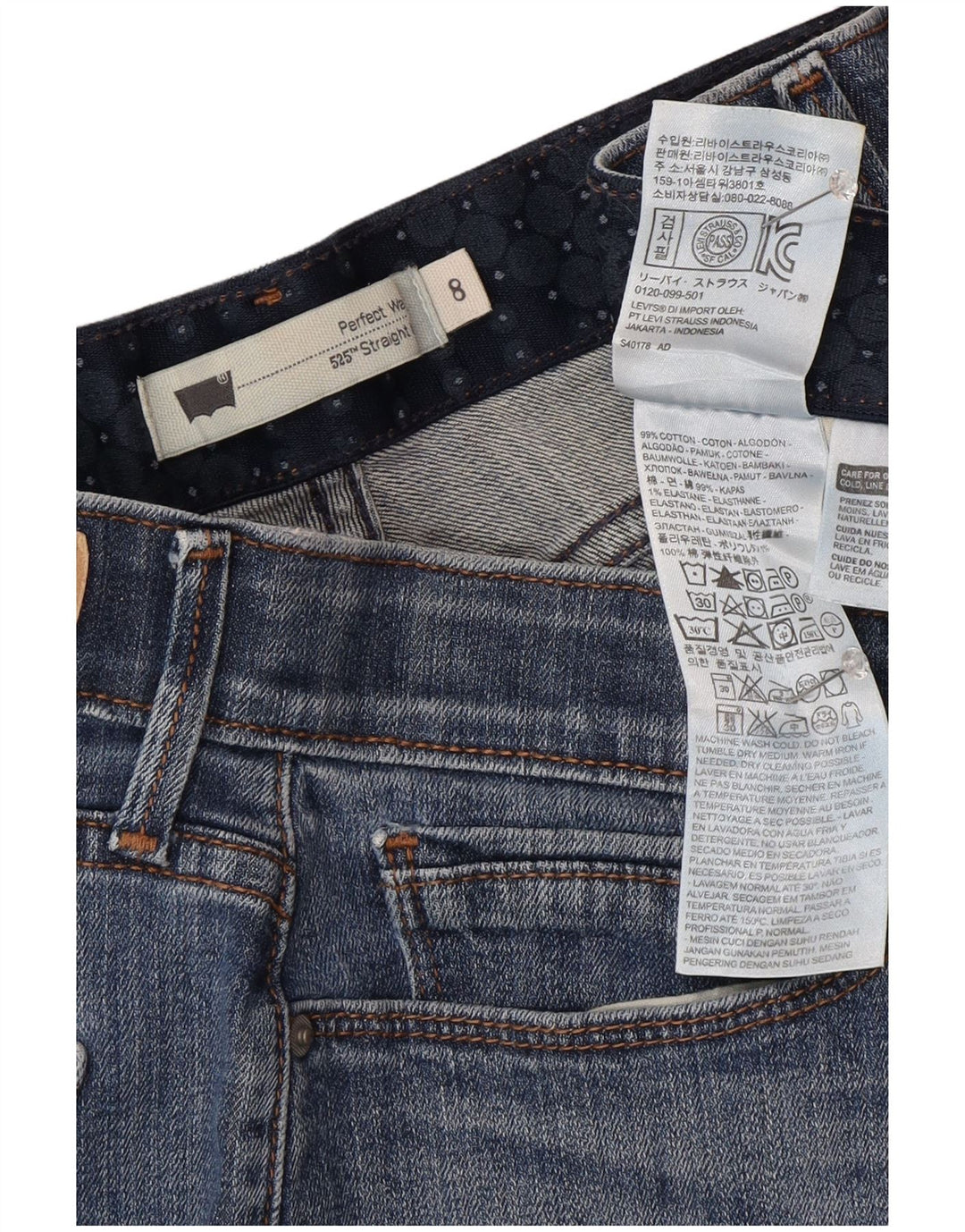 Levi's Jean droit 525 femme US 8 Medium W28 L30 Bleu Coton