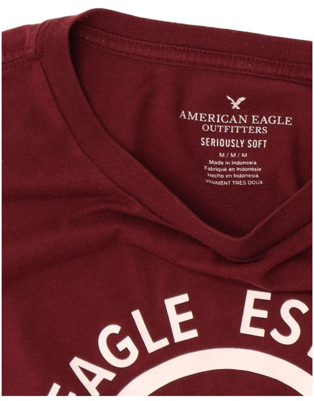 AMERICAN EAGLE T-Shirt Graphique Homme Coton Bordeaux Moyen