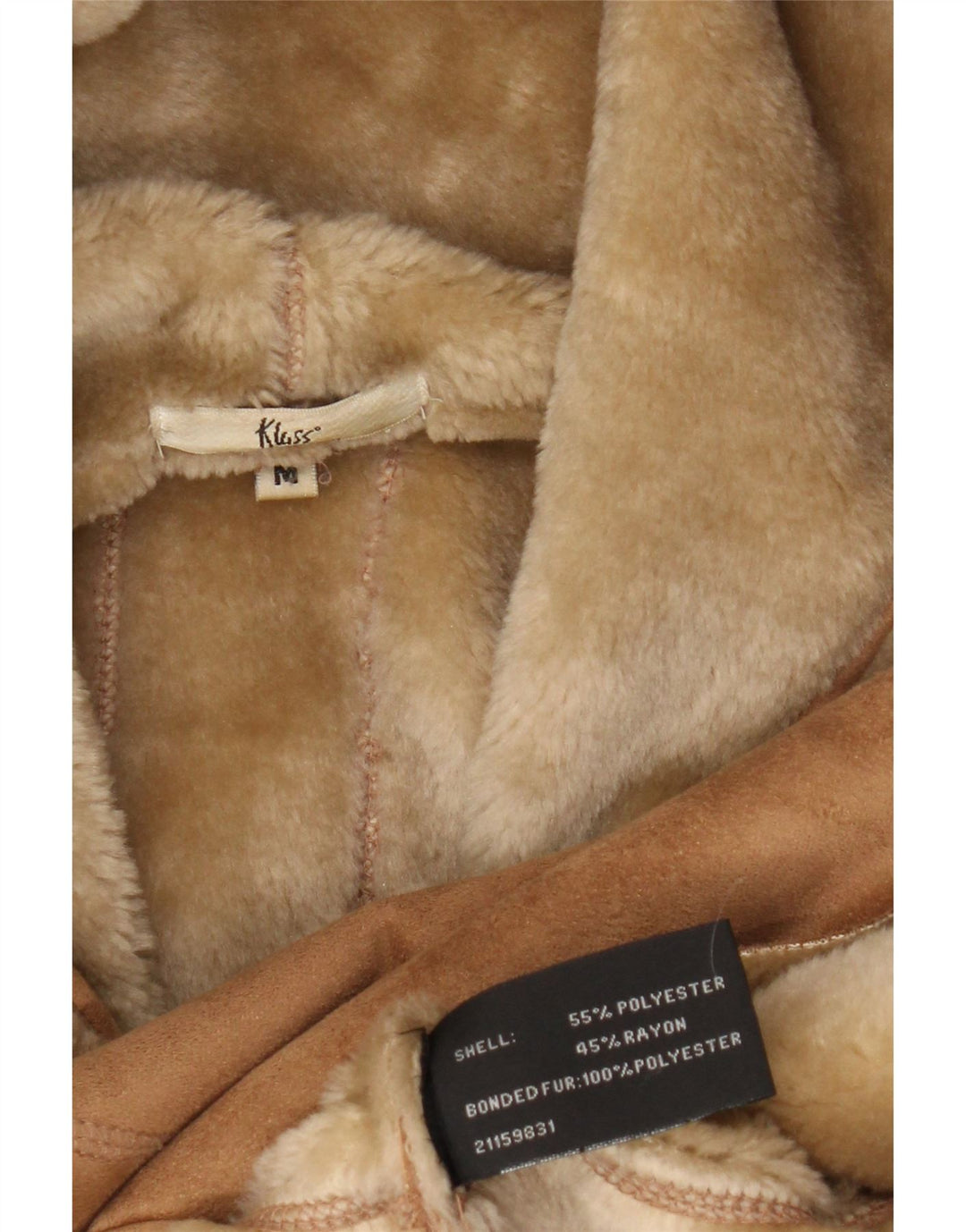 Klass Veste Sherpa à capuche pour femme UK 12 Polyester beige moyen