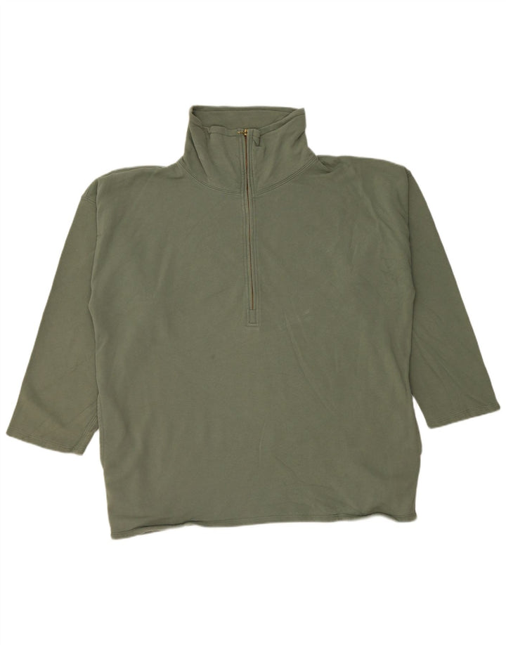 J. CREW Sweat-shirt surdimensionné à col zippé pour femme UK 16 Large Vert