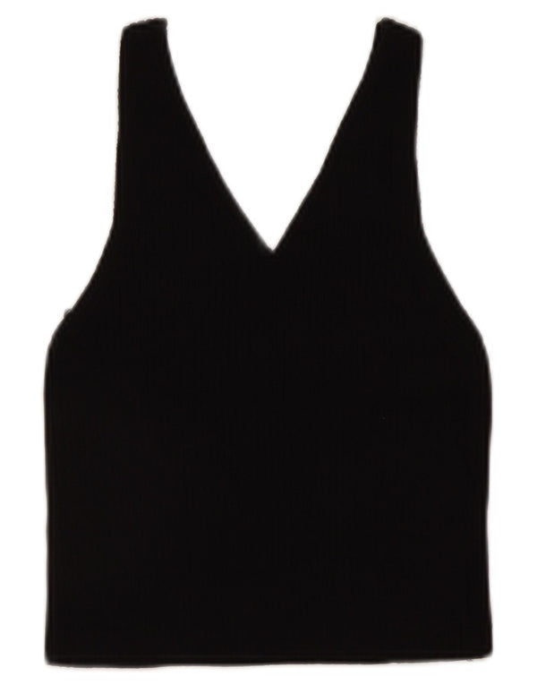 Zara Haut court sans manches pour femme UK 12 Medium Noir à pois
