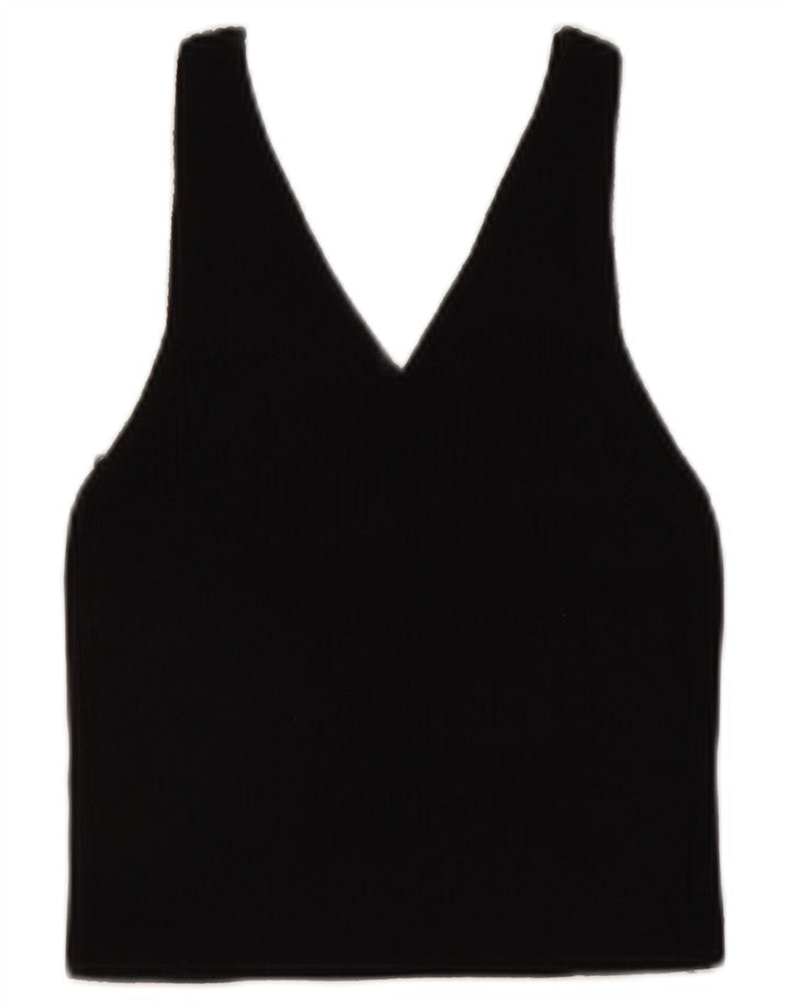 Zara Haut court sans manches pour femme UK 12 Medium Noir à pois