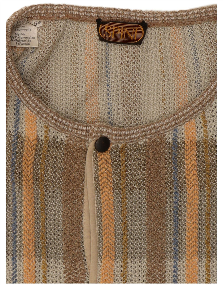 vintage Mens Button Neck Jumper Pull IT 54 XL Gris Check Coton