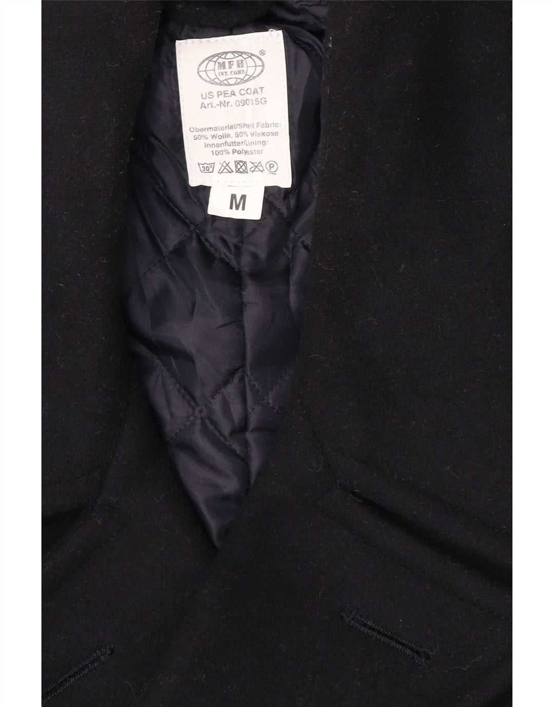 MFH Caban Homme UK 38 Laine Bleu Marine Moyen