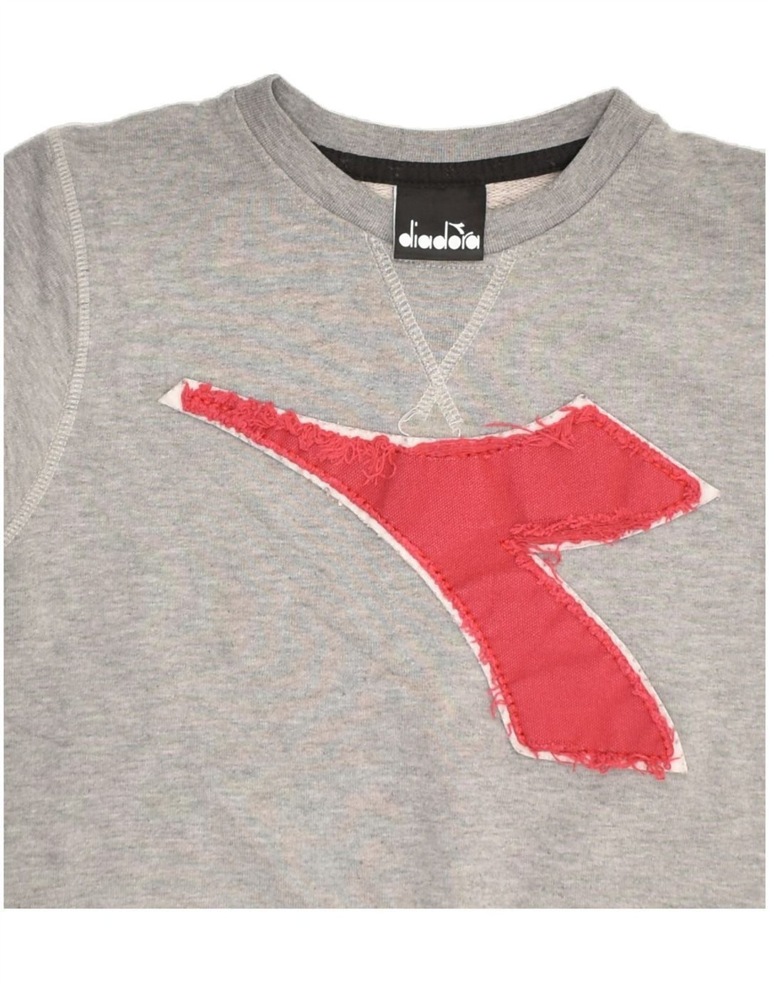 DIADORA Girls Graphic Sweatshirt Jumper 7-8 Years Grey | Vintage Diadora | Thrift | Second-Hand Diadora | Used Clothing | Messina Hembry 