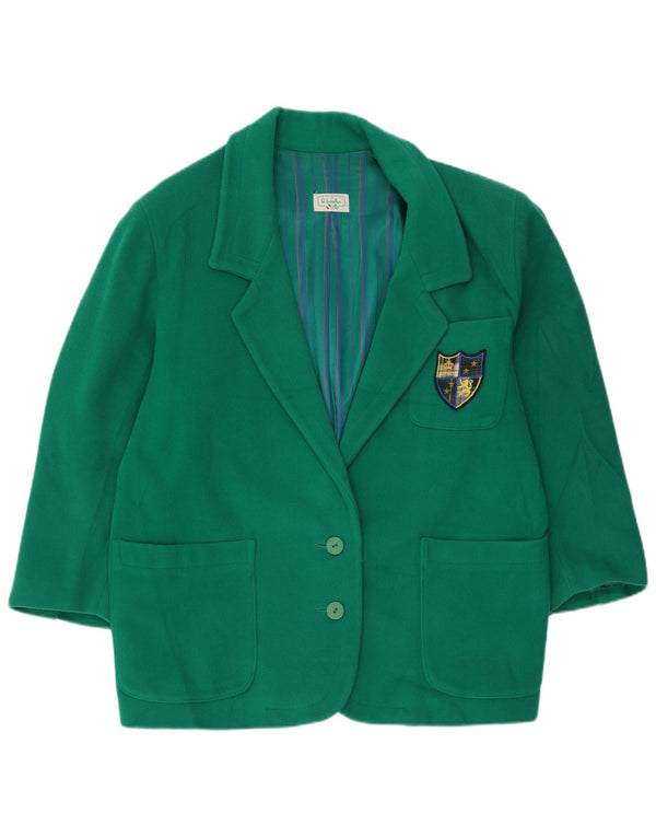 Benetton Veste blazer surdimensionnée à 2 boutons pour femme IT 40 Petite laine verte