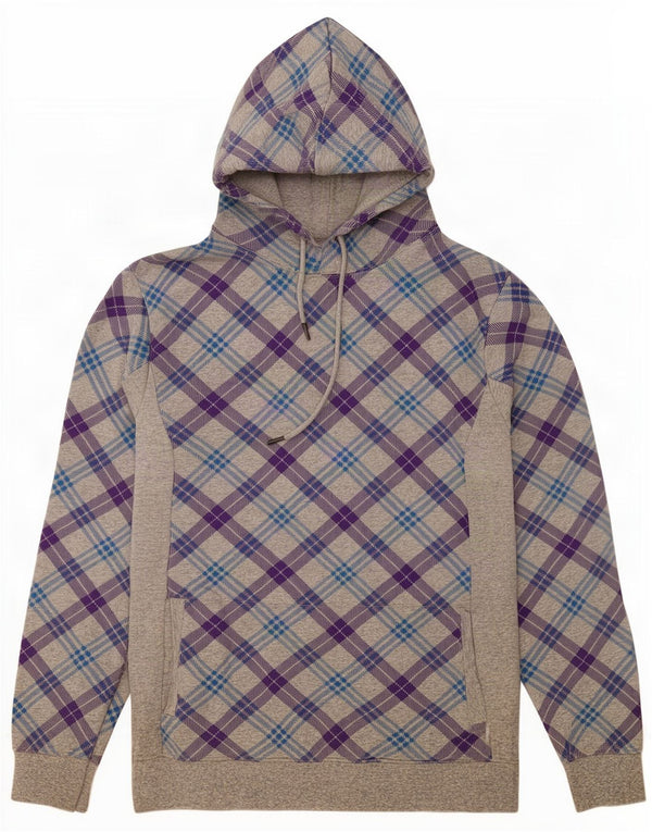Jack & Jones Pull à capuche pour homme XL en coton à carreaux gris