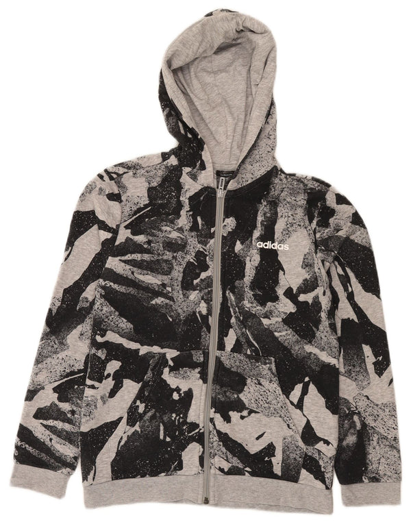 Adidas Pull à capuche zippé pour garçon 11-12 ans Gris Camouflage Coton
