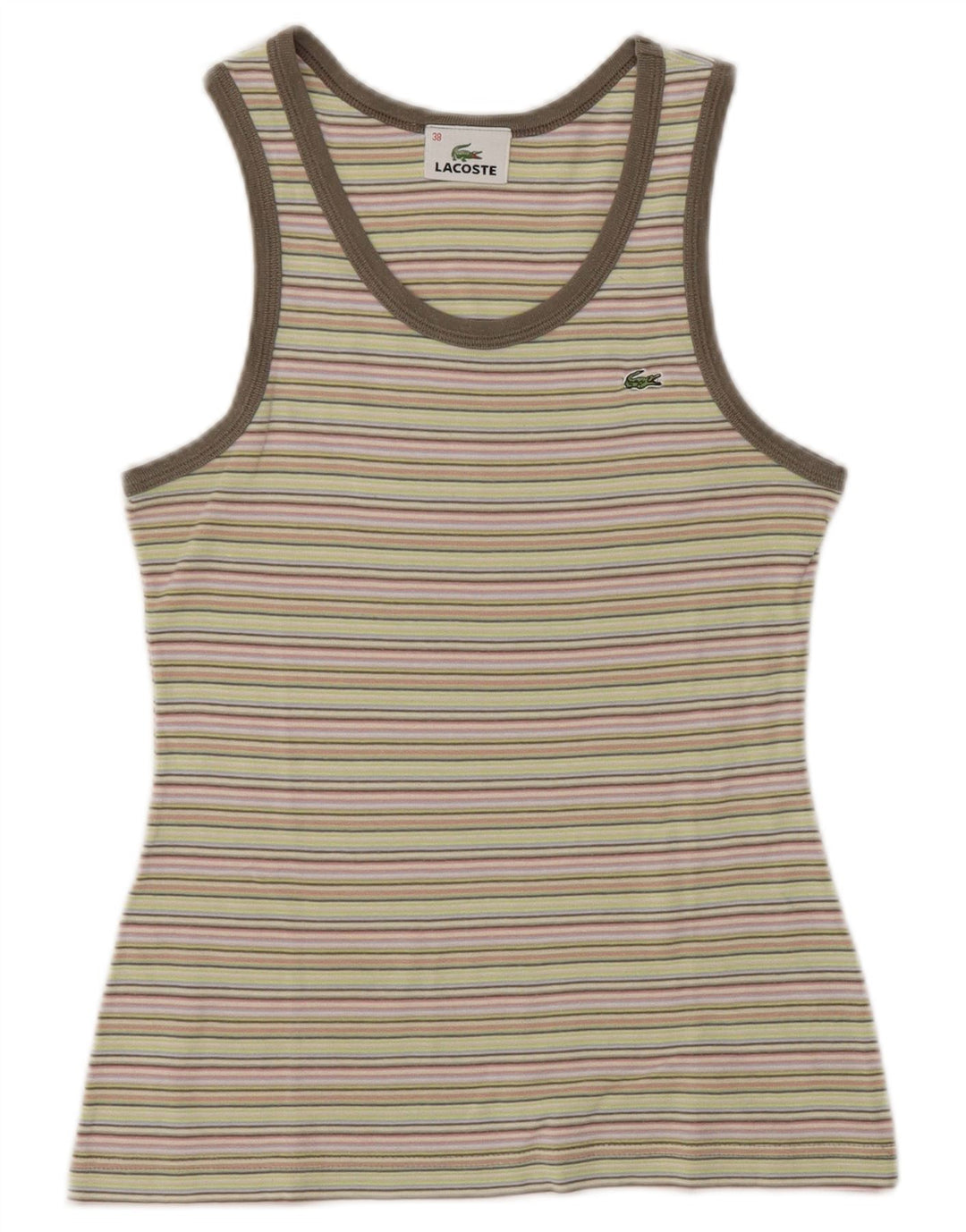 Lacoste Womens Crop Vest Top Taille 38 Coton rayé multicolore moyen