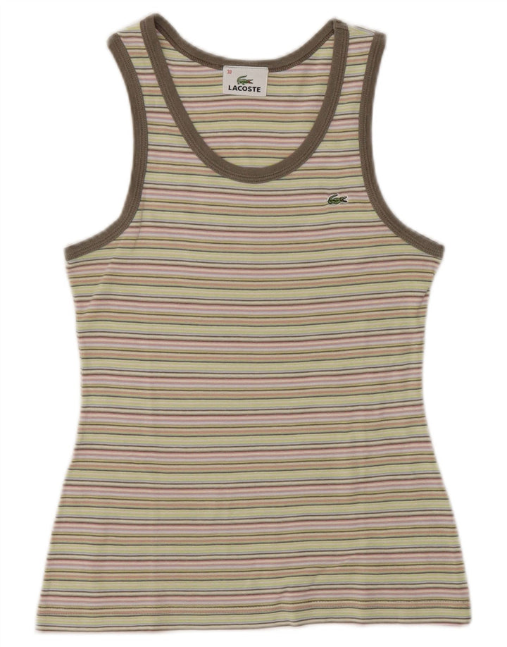 Lacoste Womens Crop Vest Top Taille 38 Coton rayé multicolore moyen