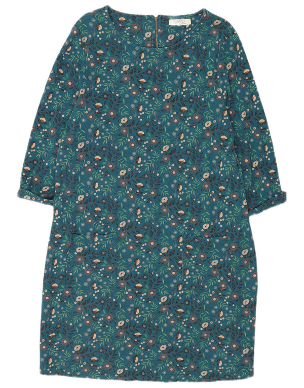 Seasalt Robe droite à manches 3/4 pour femme UK 16 Grand coton floral bleu