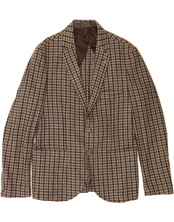 VINCENT Mens 2 Button Blazer Jacket UK 38 Medium Grey Check