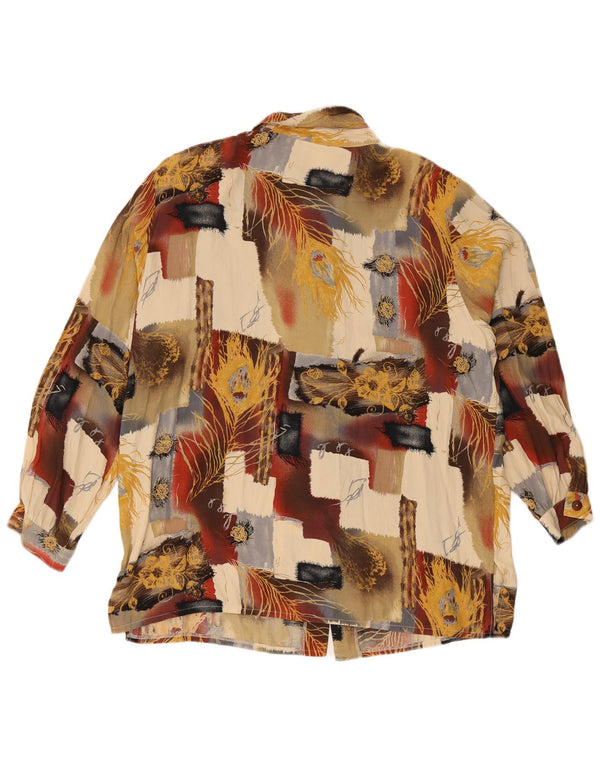 vintage Femme Chemise Blouse UK 18 XL Multicolore Patchwork Viscose