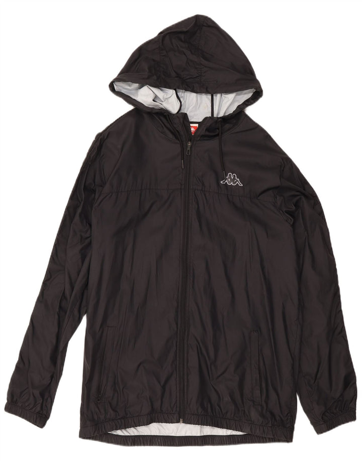 Kappa Veste de pluie à capuche pour homme UK 42 XL Noir Polyamide