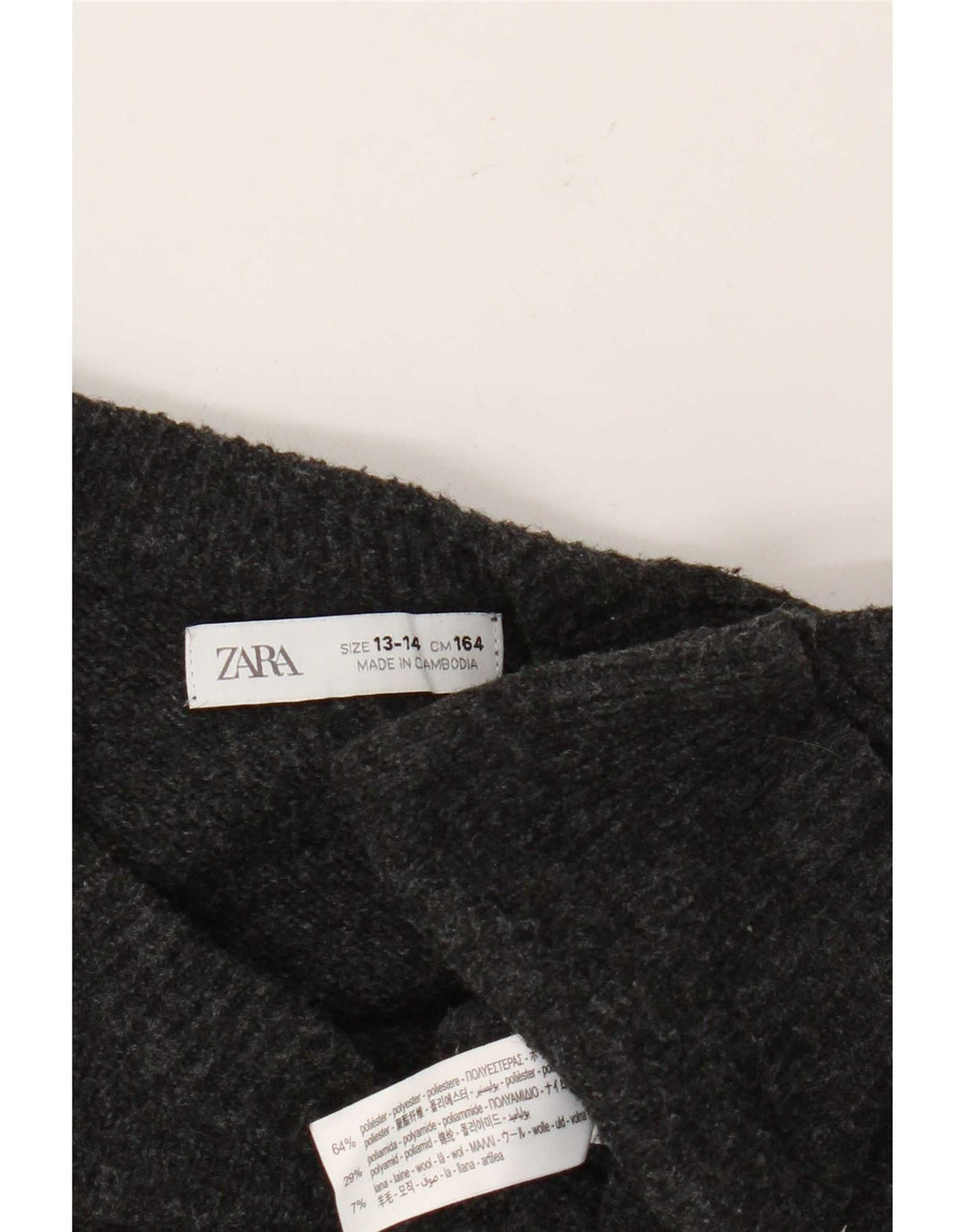 Zara Pull ras du cou pour garçon 13-14 ans Gris Polyester