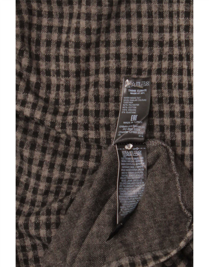 Marks & Spencer Robe droite à manches 3/4 pour femme UK 10 Petit vichy gris