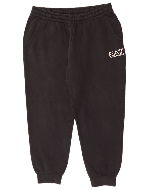 Emporio Armani Pantalon de survêtement graphique pour hommes Joggers Large Noir