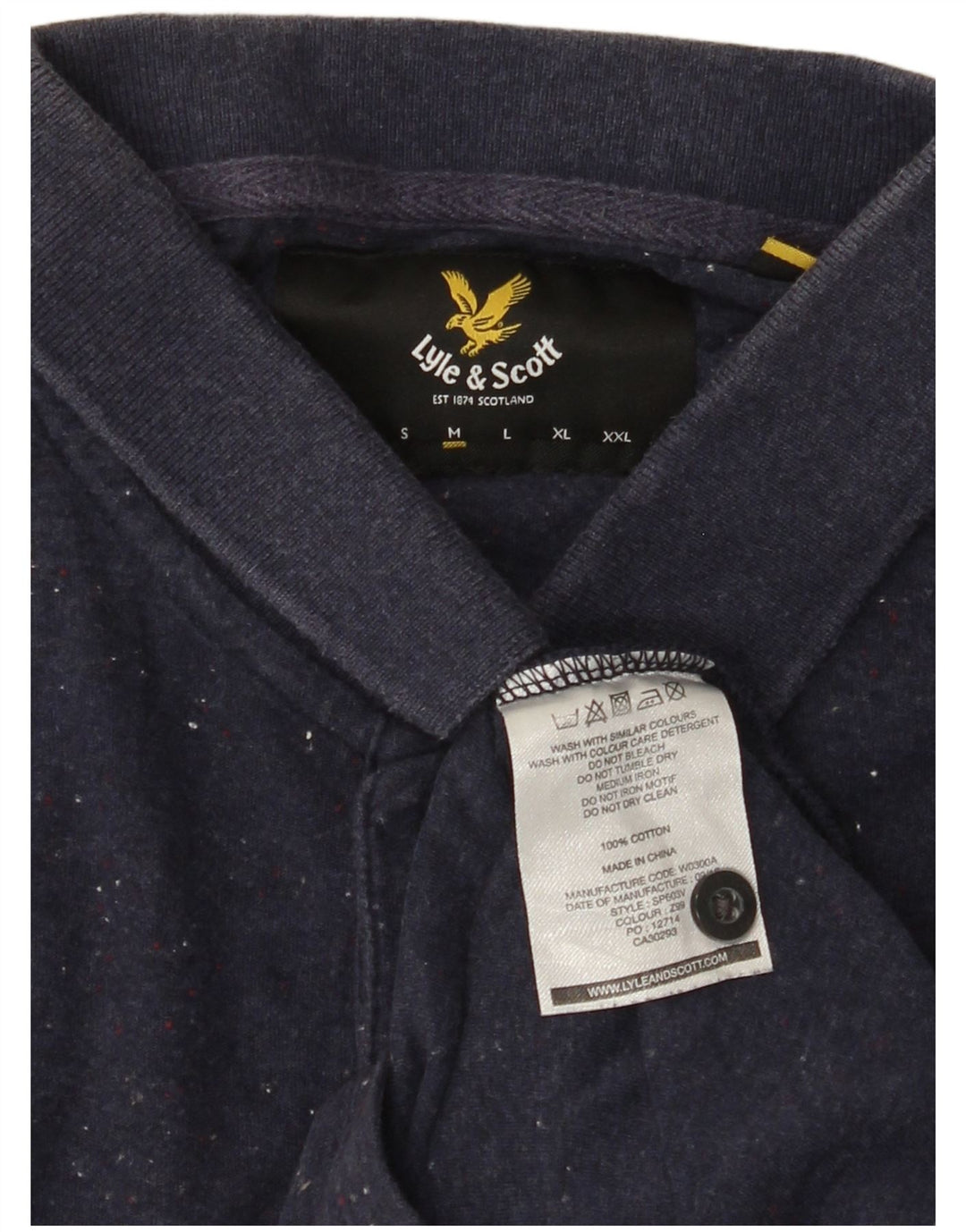 LYLE & SCOTT Polo Homme Bleu Marine Moyen Coton Moucheté