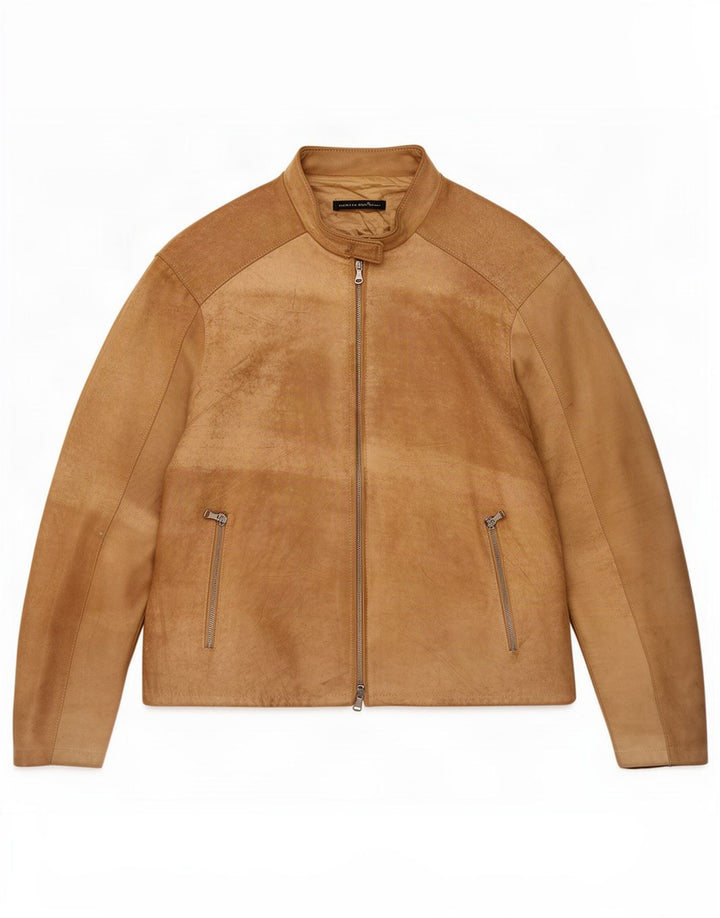 veste en daim homme vintage UK 40 grand cuir beige