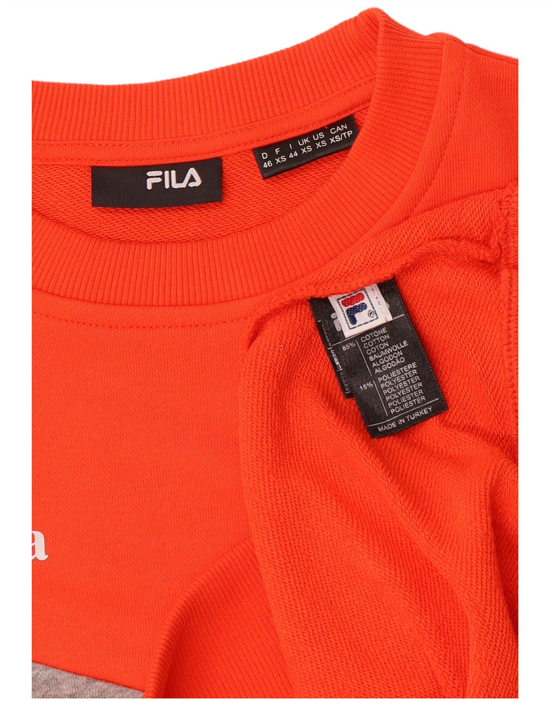 FILA Sweat-shirt graphique pour homme XS en coton color block orange