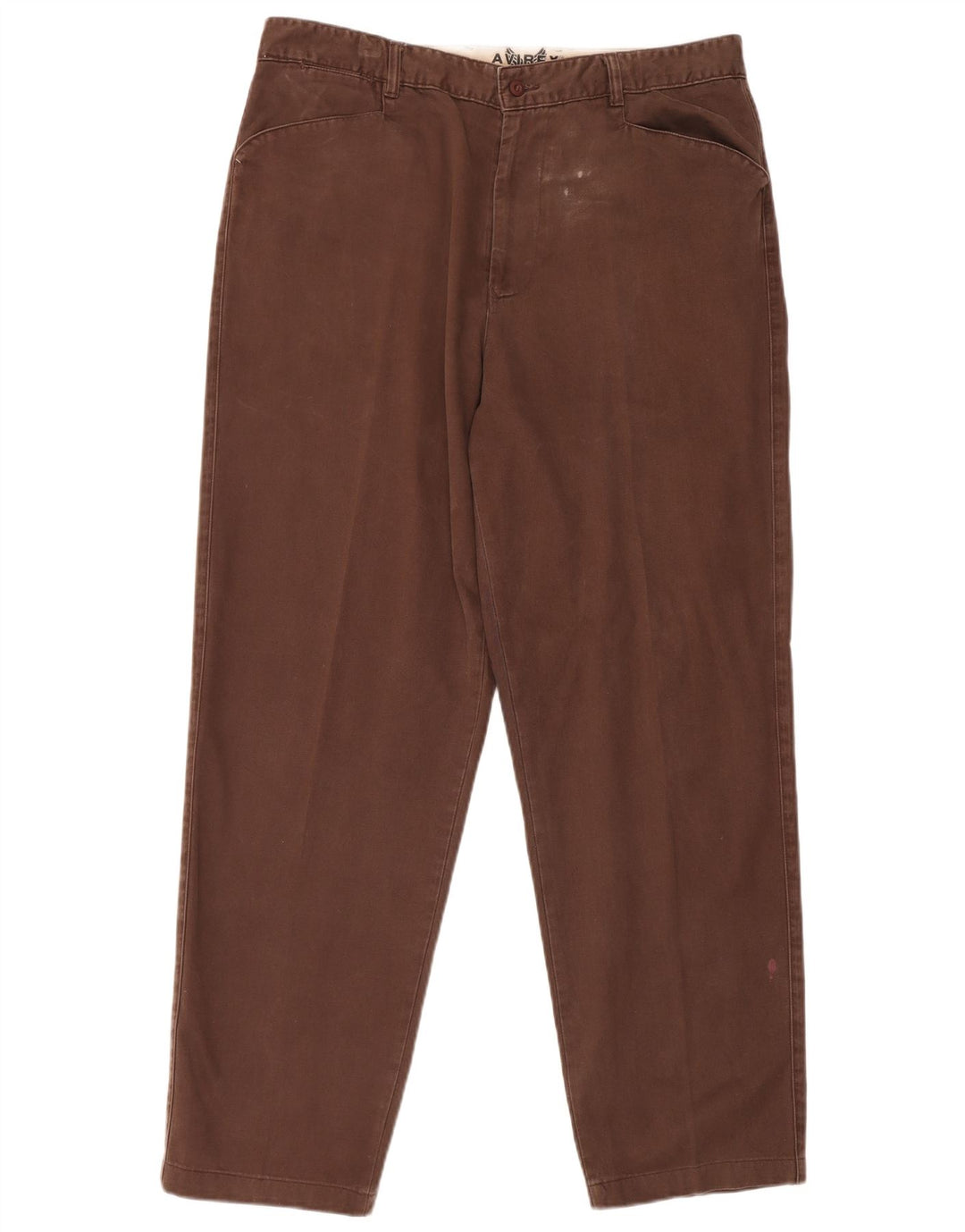 AVIREX Pantalon décontracté droit pour homme W38 L32 Marron Coton