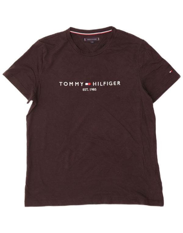 Tommy Hilfiger T-Shirt Graphique Homme Top XL Noir Coton