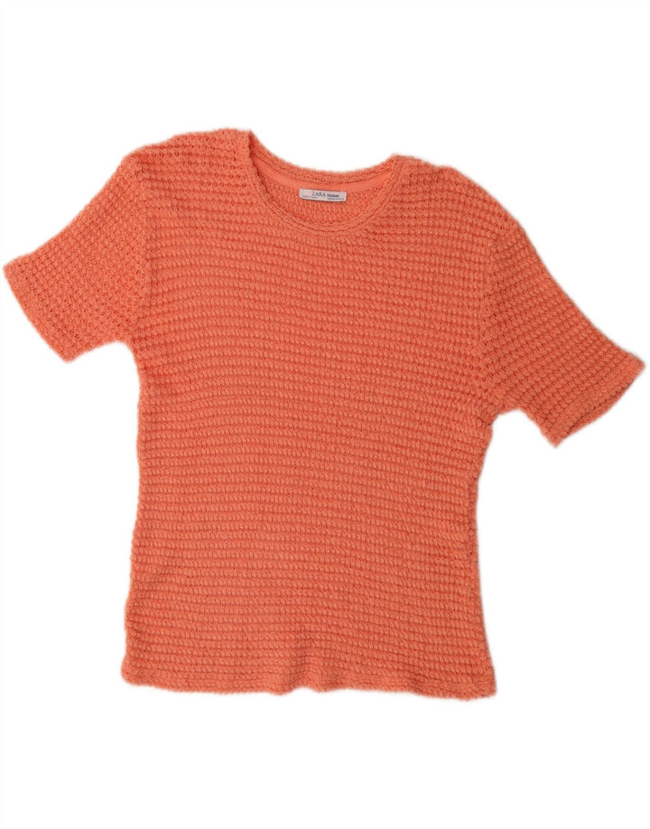 ZARA Femme Trafaluc Chemisier En Maille Oversize UK 14 Orange Moyen